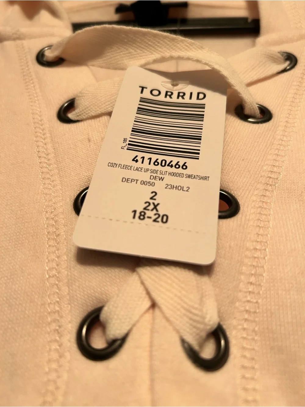 NWT Torrid Cozy Fleece Lace Up Side Slit Hooded Sweatshirt Size 2 - Picture 2 of 6